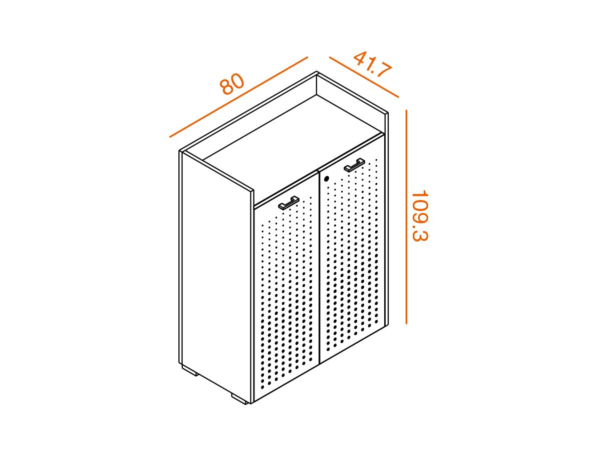Armoire mi-haute - portes battantes en métal micro-perforé NAVI - L80 x H109 cm_1