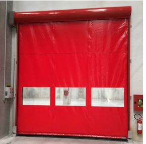 Porte rapide à enroulement en plastique - Utilisation intérieure et extérieure - 5000 x 5000 mm - Structure en aluminium extrudé et toile avec zip_0