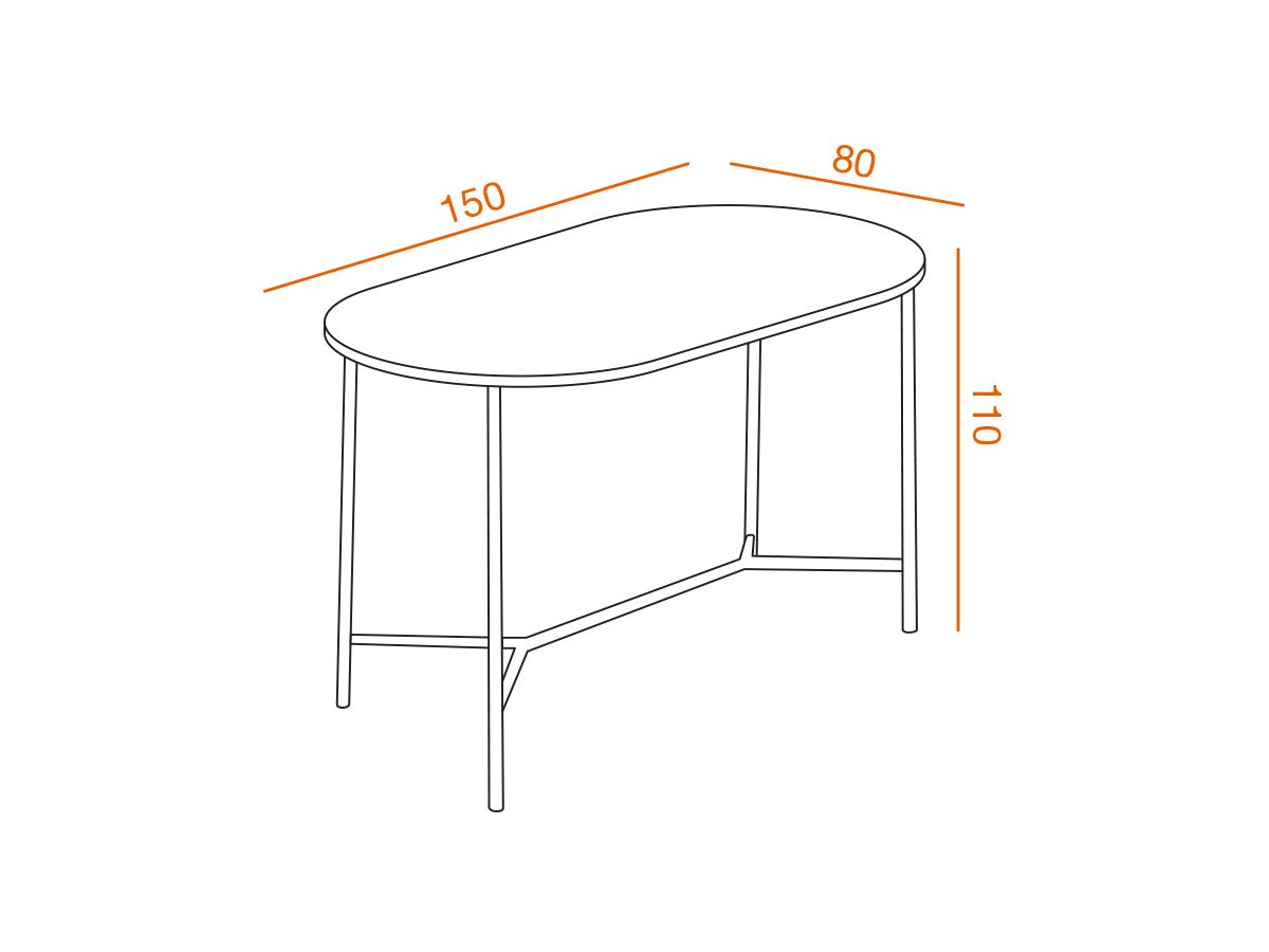 Table haute ovale LIKA H110 - mange-debout design avec repose-pieds et crochets pour sac_1