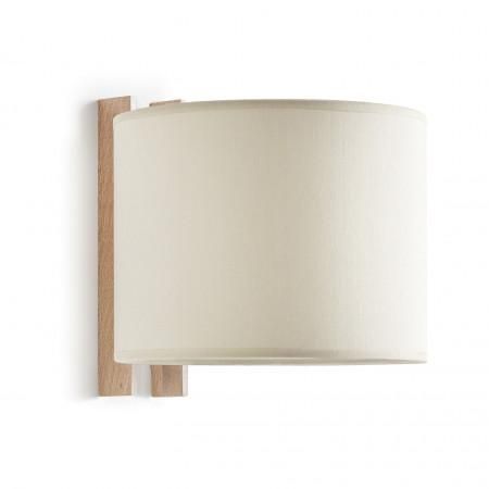 Applique intérieure compact E27 - abat-jour en coton blanc et support en bois de hêtre - IP20_1