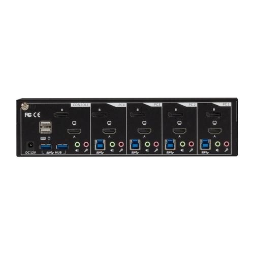 Commutateur KVM 4 ports - Double écran, DisplayPort 1.2 et HDMI 2.0, 4K 60Hz, Hub USB 3.1, audio_1