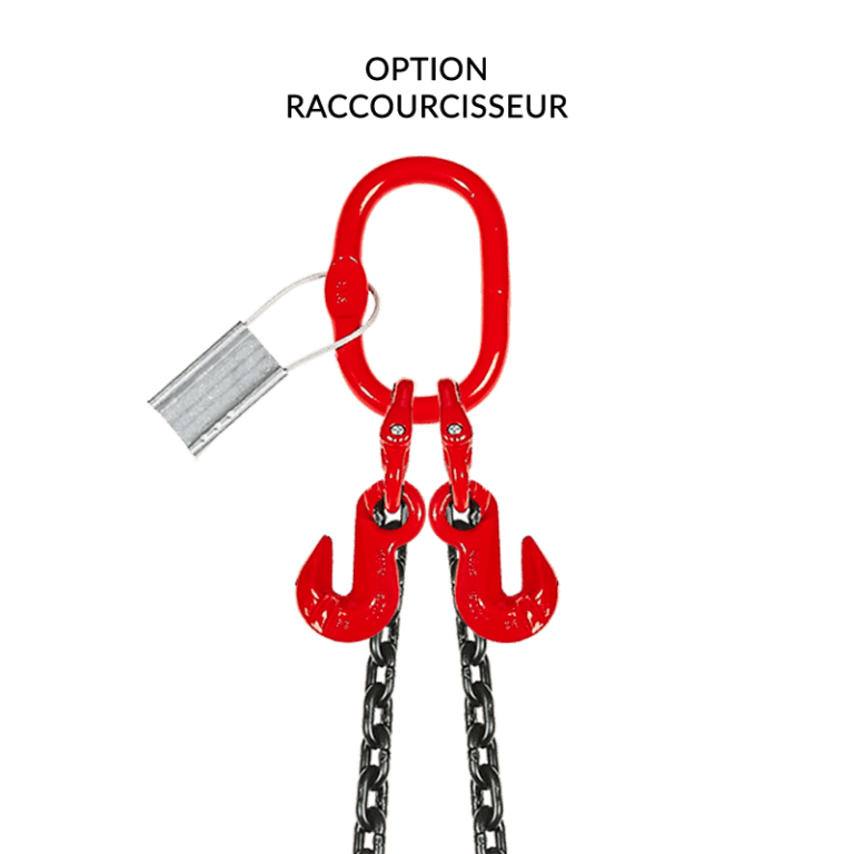 Élingue chaîne de levage 2 brins en acier grade 80 - REF : 23150X - Capacité 1,12t à 45t_1