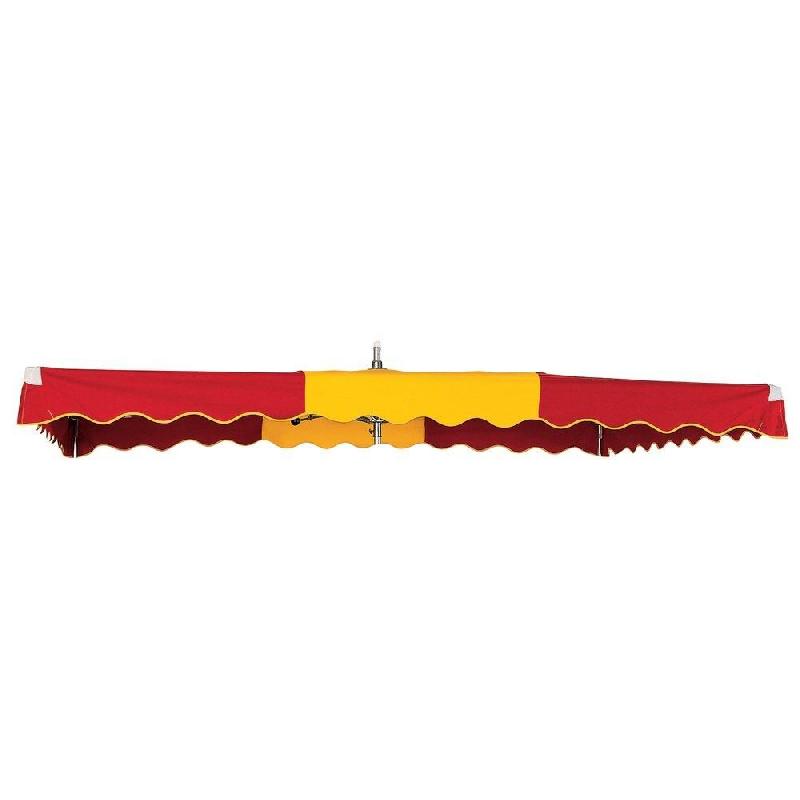 Kit parasol fixe 3x2.5 m - Rouge vermillon/Jaune - Toile polyester imperméable avec pied tripode_1