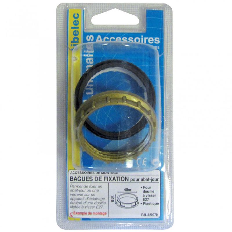Lot de 3 bagues pour douille E27 TIBELEC - plastique - noir, blanc et or - Hauteur 10 mm_1