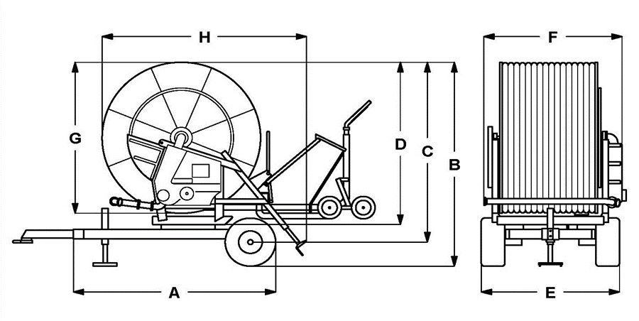 R2a - Enrouleur d'irrigation Ocmis - Longueur totale 325 cm avec Turbo Speed et chariot galvanisé_1