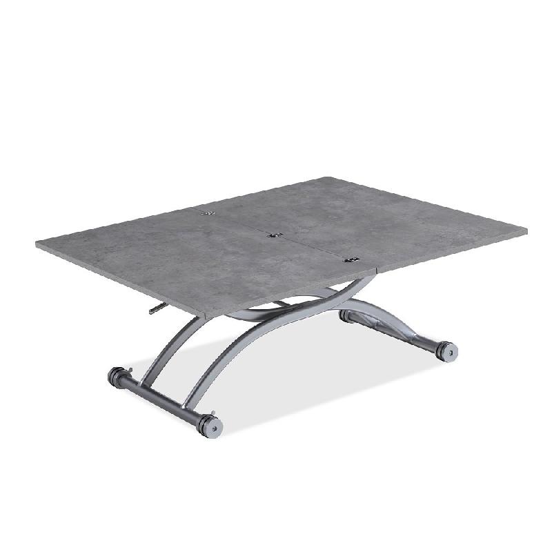 Table basse relevable extensible Hirondelle - finition béton - compacte 100 x 57/114 cm_1