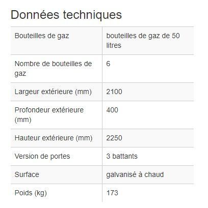 116954w - Armoire pour bouteilles de gaz DGF 6 - extérieure, acier galvanisé, 6 bouteilles de 50L_1