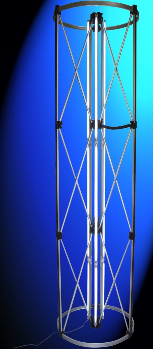 Colonne cylindrique repliable - compacte et robuste - structure autobloquante en aluminium - hauteur 2,30 m - 3 visuels 64 x 230 cm sur PVC_1