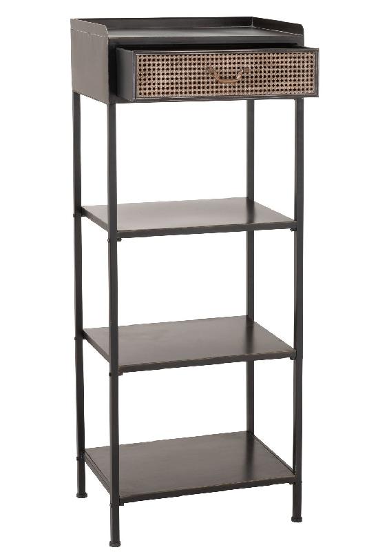 Étagère AKIBE - 1 tiroir, 3 tablettes en métal noir - Design classique et pratique_1