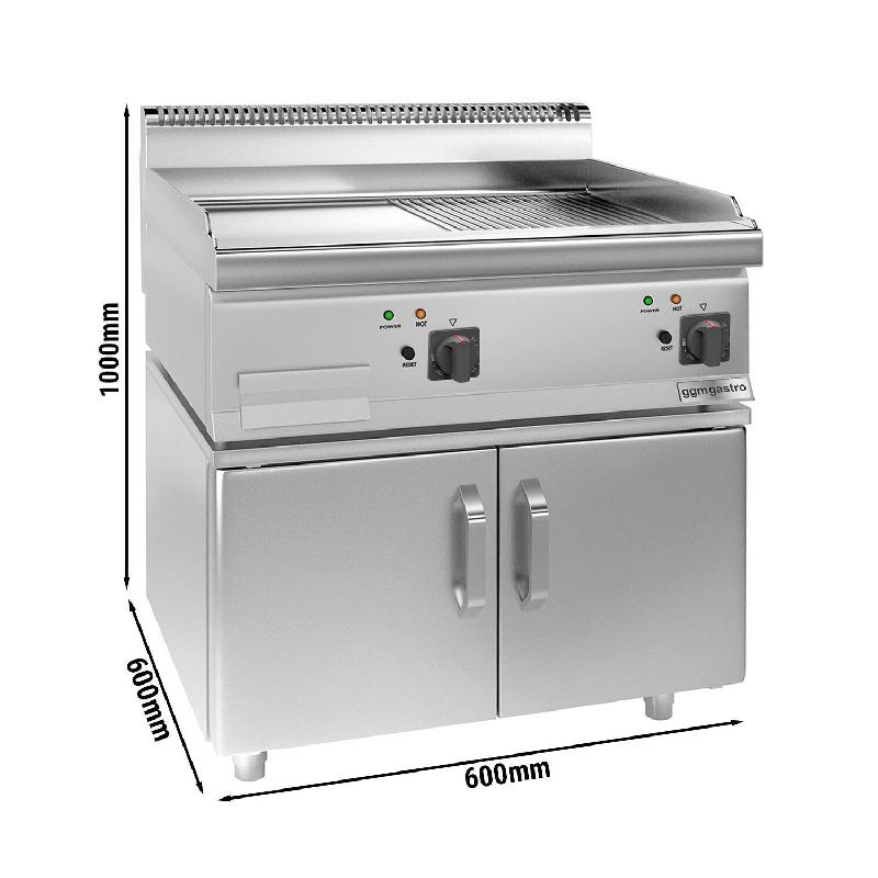 Plaque de cuisson électrique - 9 kW - Lisse & Rainurée- avec sous-structure à 2 portes  - Mario 600 | GGM -EBGK66-E-UBK66-E_1
