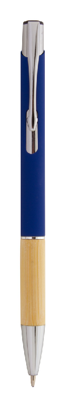 Stylo bille en aluminium - grip bambou - finition caoutchoutée - gravure laser effet miroir - encre bleue_1