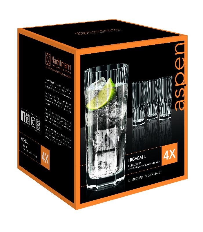 4 grands verres longdrink Aspen - cristal de haute qualité - design classique et sophistiqué_1
