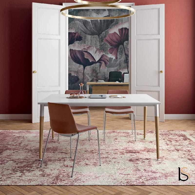 Bureau individuel X3 avec pieds bois - Officity - 160, Blanc, Blanc_1