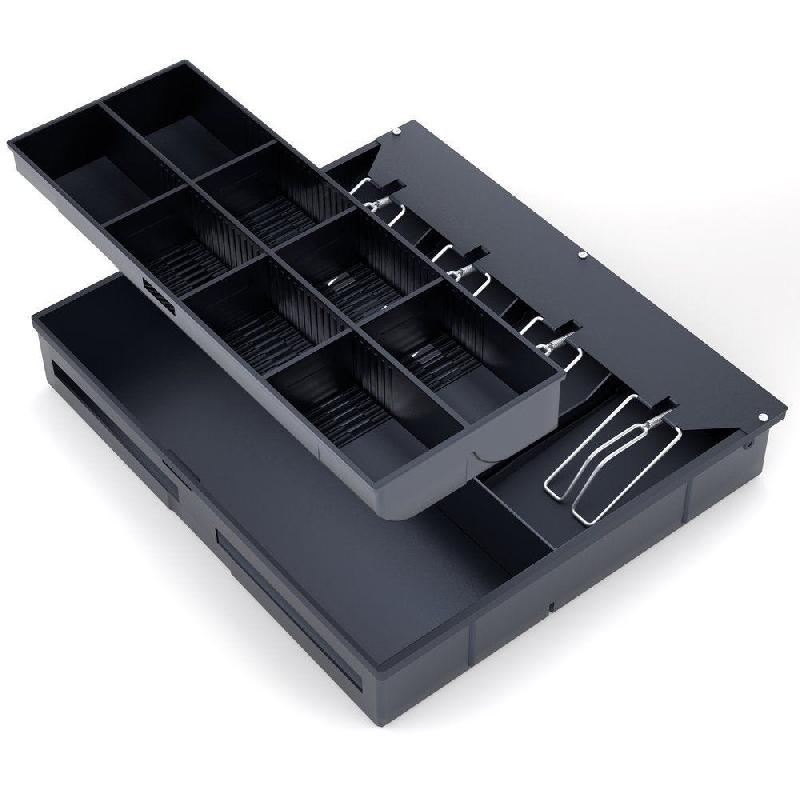 Intérieur pour tiroir caisse 350x320x60mm - 12 compartiments (4+8) - Noir - Plastique_1