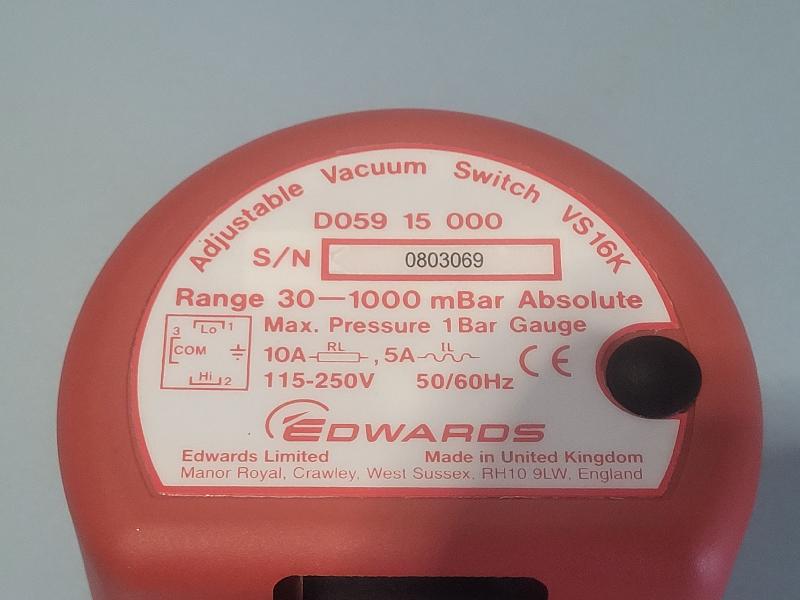 Pressostat à vide réglable EDWARDS VS16K D059 15 000 - Plage de 30 à 1 000 mbar_1