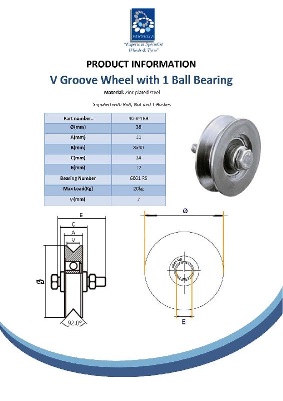Roue à rainure en V de 40 mm avec 1 roulement à billes_1