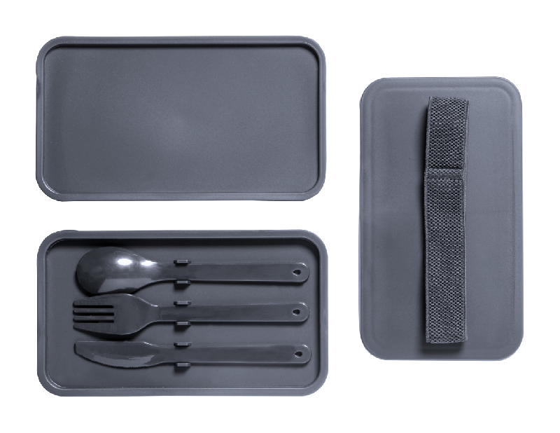 Boîte à lunch en plastique PP - Set de couverts inclus - 2 compartiments de 700 ml chacun_1