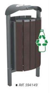 Corbeille publique avec option cendrier - 50 litres - Compatible bancs Silaos - Acier, bois PEFC ou plastique recyclé_1