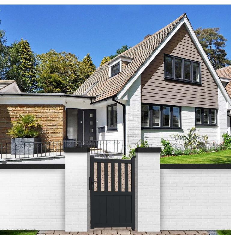 Portillon aluminium Lille - design chic et élégant - gris anthracite RAL 7016 - portilille100140g_1