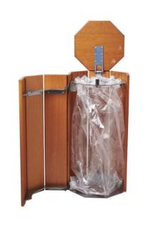 Corbeille publique Séville 100 L - acier galvanisé et bois exotique - rectangulaire ou octogonale_1