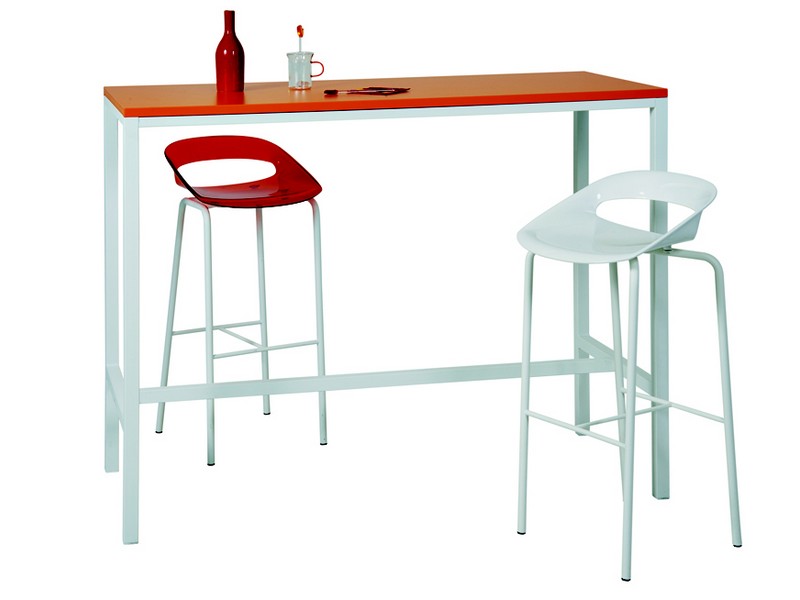 Chaise haute Bowl - Assise en polypropylène - Piètement 4 pieds laqués époxy avec repose-pieds_1