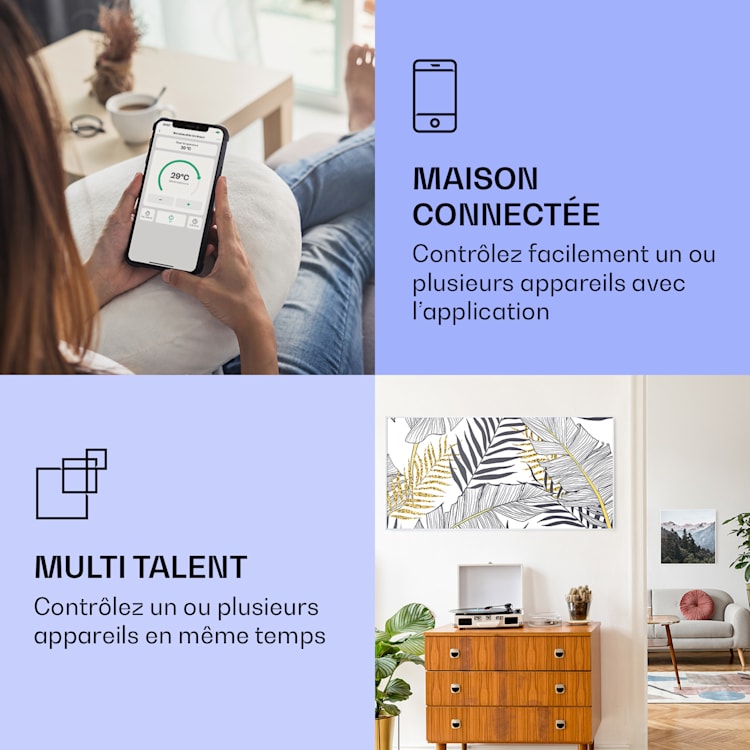 Radiateur infrarouge intelligent Wonderwall Air Art feuille - Design attrayant - 700W - Zone effective jusqu'à 14 m² - Klarstein_1