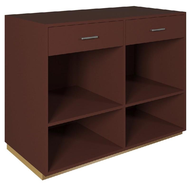 Comptoir 120x60x93,8cm/reposac 70x20xH12cm lie de vin - 2tir.2tabl. - lie de vin_1
