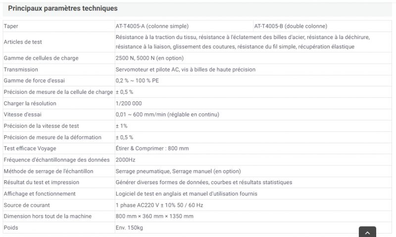 Machine d'essai de résistance des tissus - amade instruments technology co., ltd - poids : env. 150kg_1