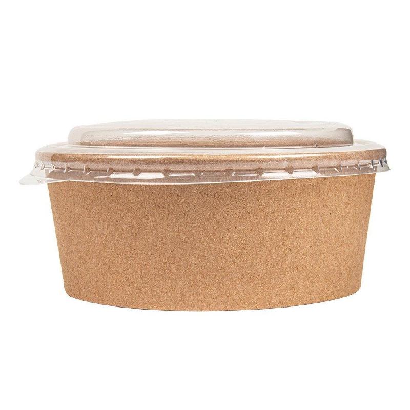 Saladier en carton kraft + couvercle PET 750ml Ø15/12,8x5cm par 200_1