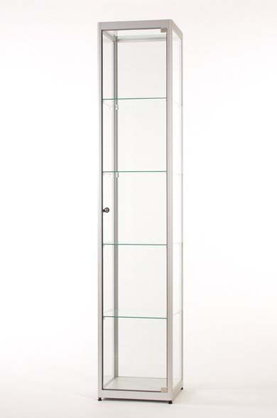 Vitrine colonne argent l 40 cm avec porte battante securisee_0