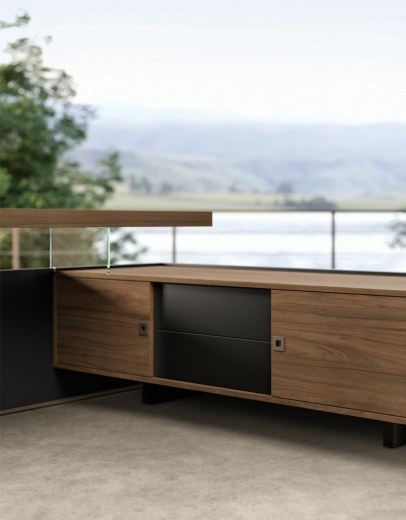 Bureau de Direction BOLD58 Leaven avec Meuble de Service à Droite - Référence 4930 BD A - Mélaminé anti-rayures et anti-reflets_1