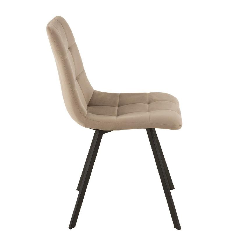 Chaise de salle à manger MILENA beige - métal noir et velours doux_1