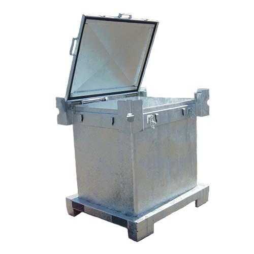 Container matières dangereuses en acier galvanisé - 800 litres GRV - robuste et conforme ADR 6.5_1