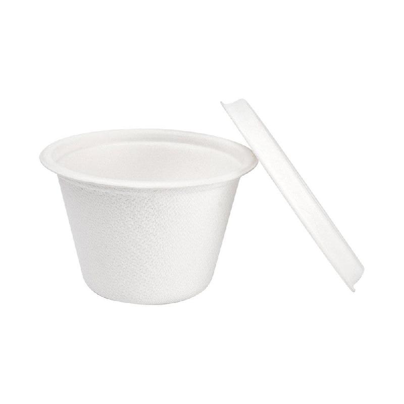 Pot à sauce bagasse blanche avec couvercle 120cc D7,4x4,8+0,7cm - par 800_1
