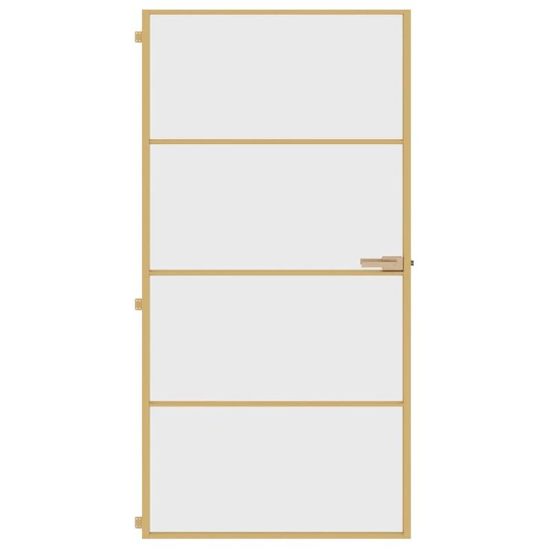 Vidaxl porte intérieure mince doré verre trempé aluminium 155135_1