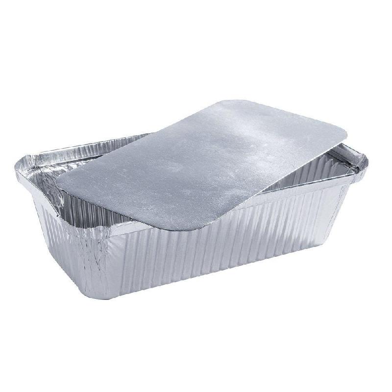 Barquette aluminium 900ml avec couvercle - 22.2x12.2x6.4cm - par 100_1