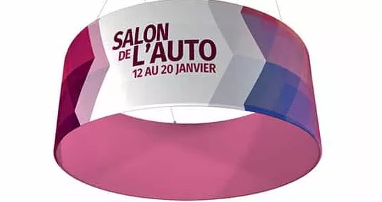 Enseigne suspendue - New Display : visibilité accrue pour salons et congrès, structures légères et portables_1