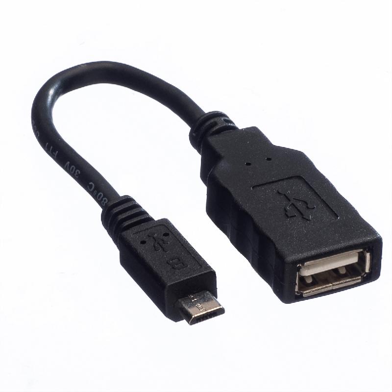 Roline câble usb 2.0, usb a femelle - micro usb b mâle, otg, 0,15 m_1