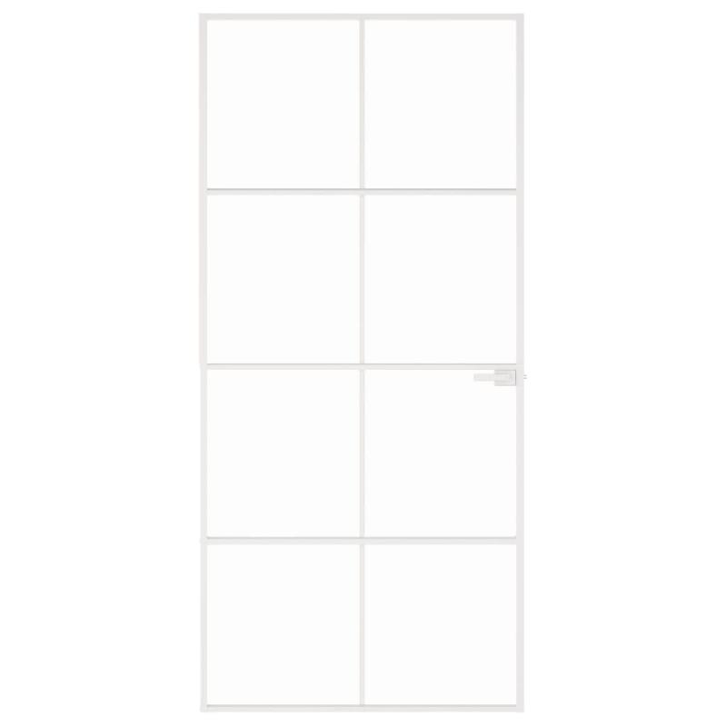 Vidaxl porte d'intérieur blanc 93x201,5 cm trempé verre aluminium fin 153672_1