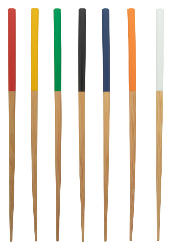 Baguettes en bambou - set de 2 avec extrémités peintes - couleur jaune - 16g_1