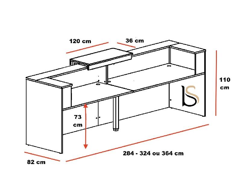 Comptoir d'accueil lumineux 2 personnes Delta Plus - Mobel Linea - Blanc, Non, 324_1