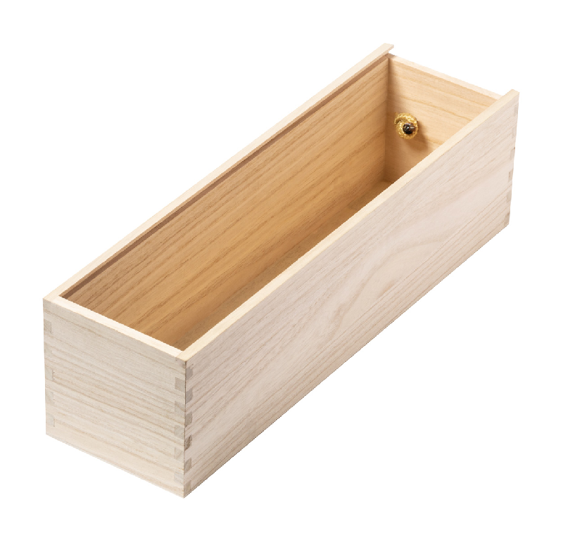 Emballage bouteille de vin - Coffret cadeau en bois avec anse cordon - Couleur naturelle_1