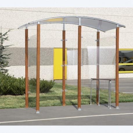 Abri Bridge - Longueur 2350 mm - Hauteur 2300 mm - Piliers en bois exotique - Base en acier zingué_1