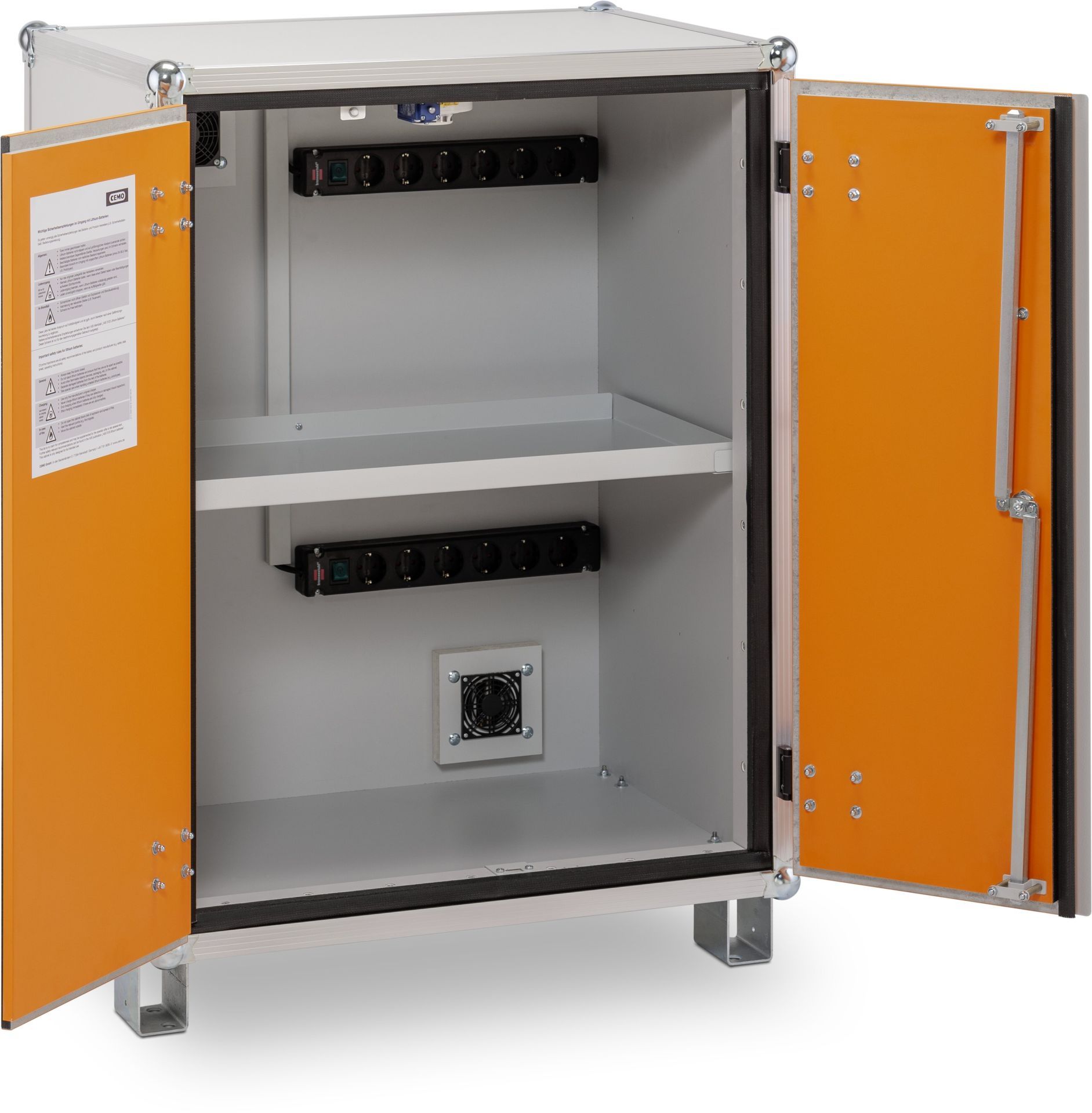 Armoire anti-feu CEMO destinée aux batteries lithium - 8/10 premium lockEX®  230 V avec pieds - Réf 11901_1