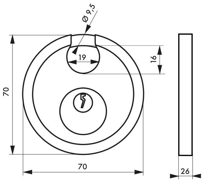 Cadenas à clé Astra 70 mm - Anse inox - Corps inox - Marque Thirard - Réf. 00096700_1