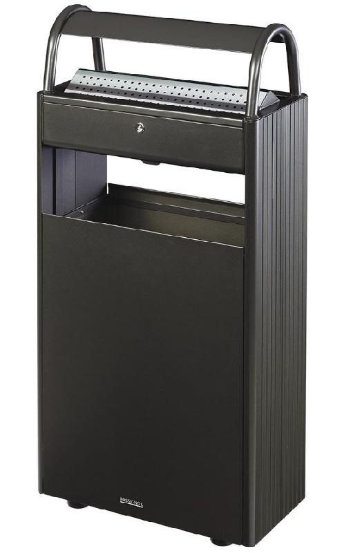 Cendrier corbeille sur pied Kopa 12/60L - acier anticorrosion avec grille écrase mégots en inox_1