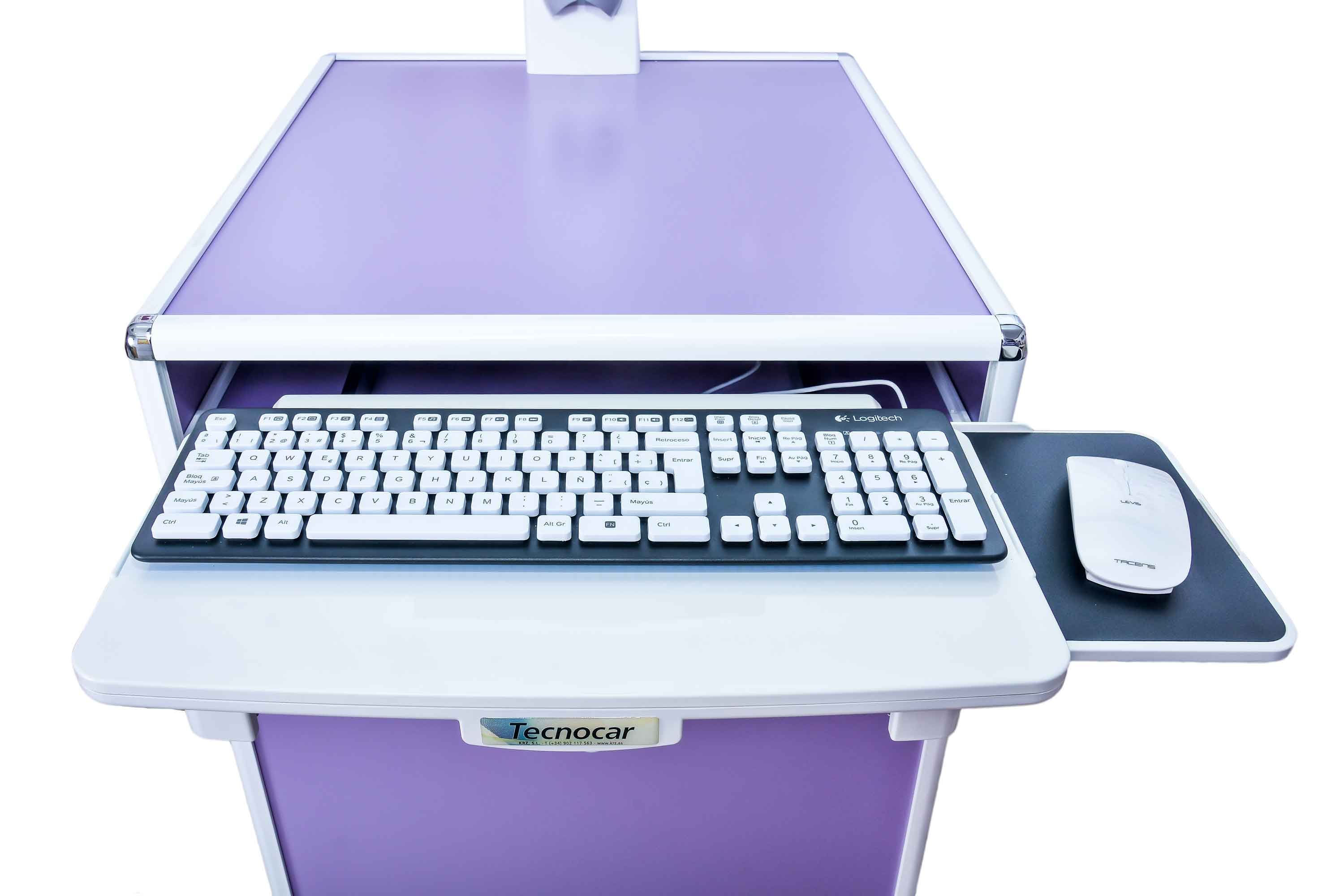 Tecnocar - Chariot informatique professionnel - Dimensions 55 x 62 x 107 cm - Écran tactile 19'' et verrouillage électronique_1