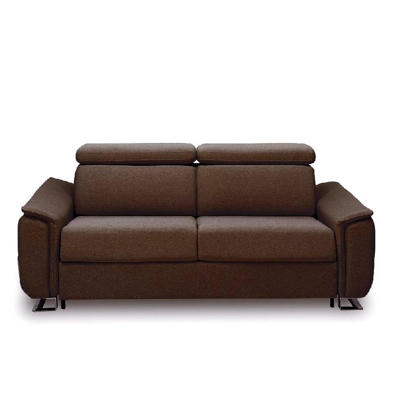 Canapé convertible express Réaumur 140cm - Matelas 16cm - Pieds luge - Polyuréthane marron - Fabrication italienne_1