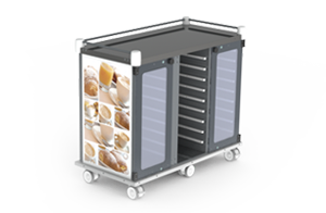 Chariot de distribution petit déjeuner en aluminium pour établissements de santé, hôpitaux, ehpad, restaurants - petit dej'   p1003pdj_1