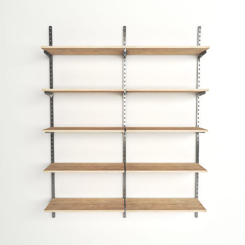 Élément suivant Global chrome 5 tablettes chêne clair L90xH240cm_1